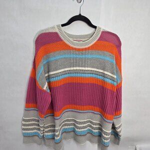 Andree Women's 1X Sweater - Pink, Orange, Blue Multi